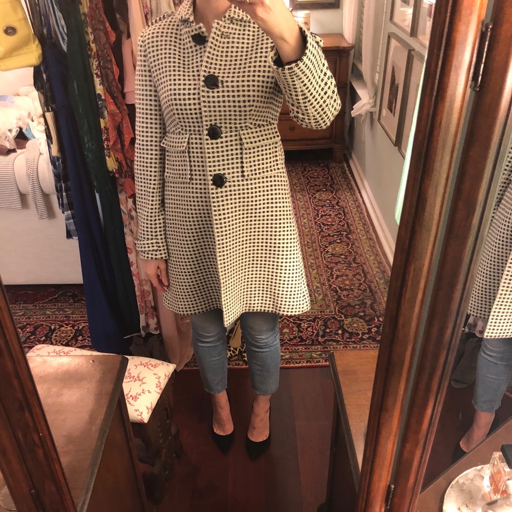 Banana Republic Black and White Square Peacoat